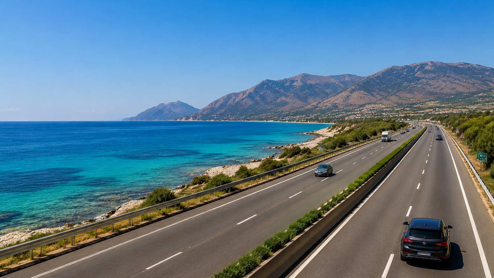 Autostrada A29 lungo la costa siciliana in direzione Terrasini